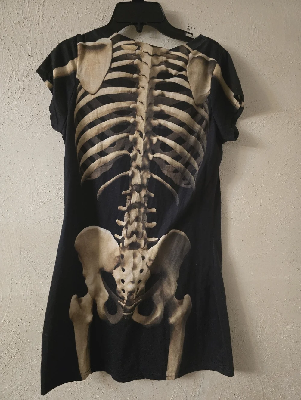 Women’s Black Mini Dress with Skeletal Print - Picture 3 of 3